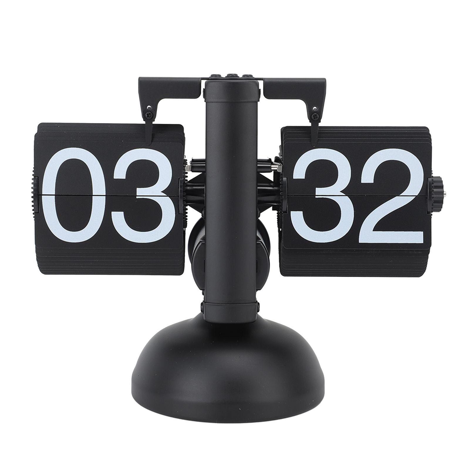 Flip Clock Large Number Battery Powered 304 Stainless Steel Tabletop Retro Flip Clock for Home Office 24 Hours All Black