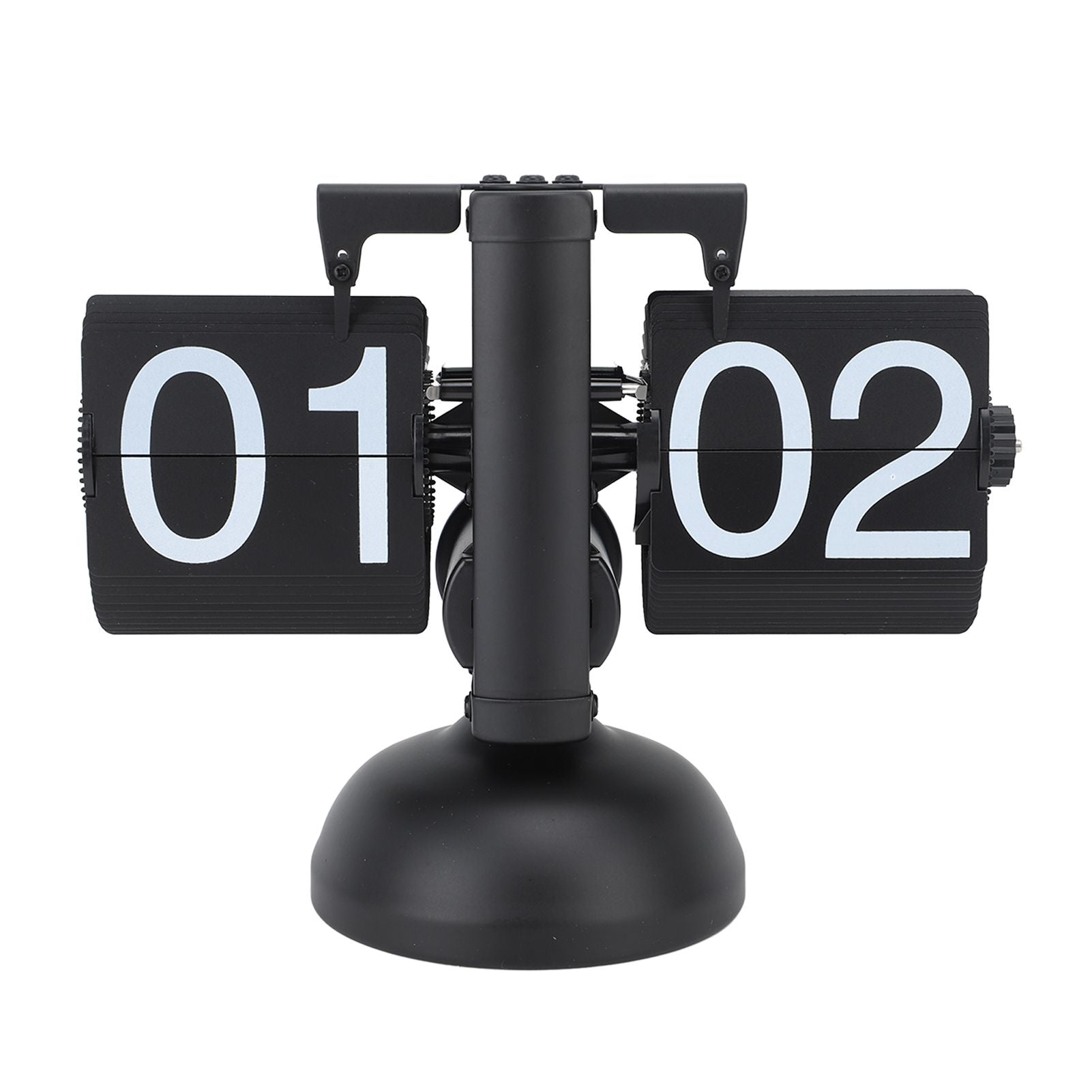 Flip Clock Large Number Battery Powered 304 Stainless Steel Tabletop Retro Flip Clock for Home Office 24 Hours All Black