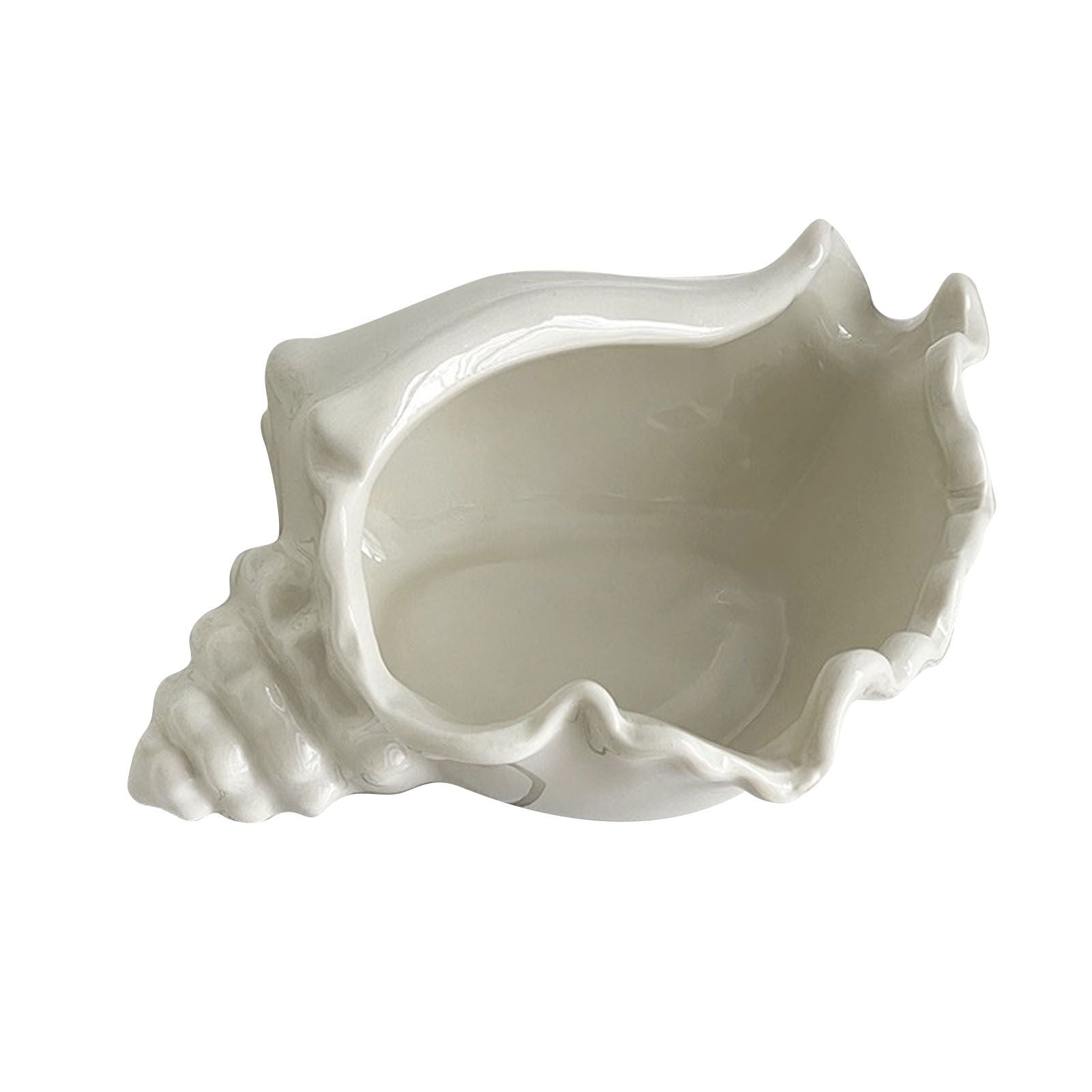 White Ceramic Conch Shell Conch Shape Ceramic Jewelry Tray Ocean Style Earrings Necklace Storage Dish Decorative Key Bowl