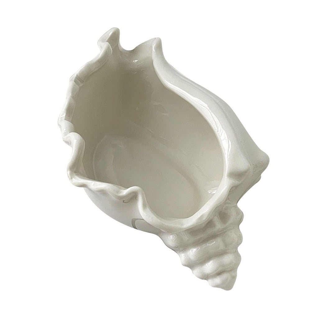 White Ceramic Conch Shell Conch Shape Ceramic Jewelry Tray Ocean Style Earrings Necklace Storage Dish Decorative Key Bowl