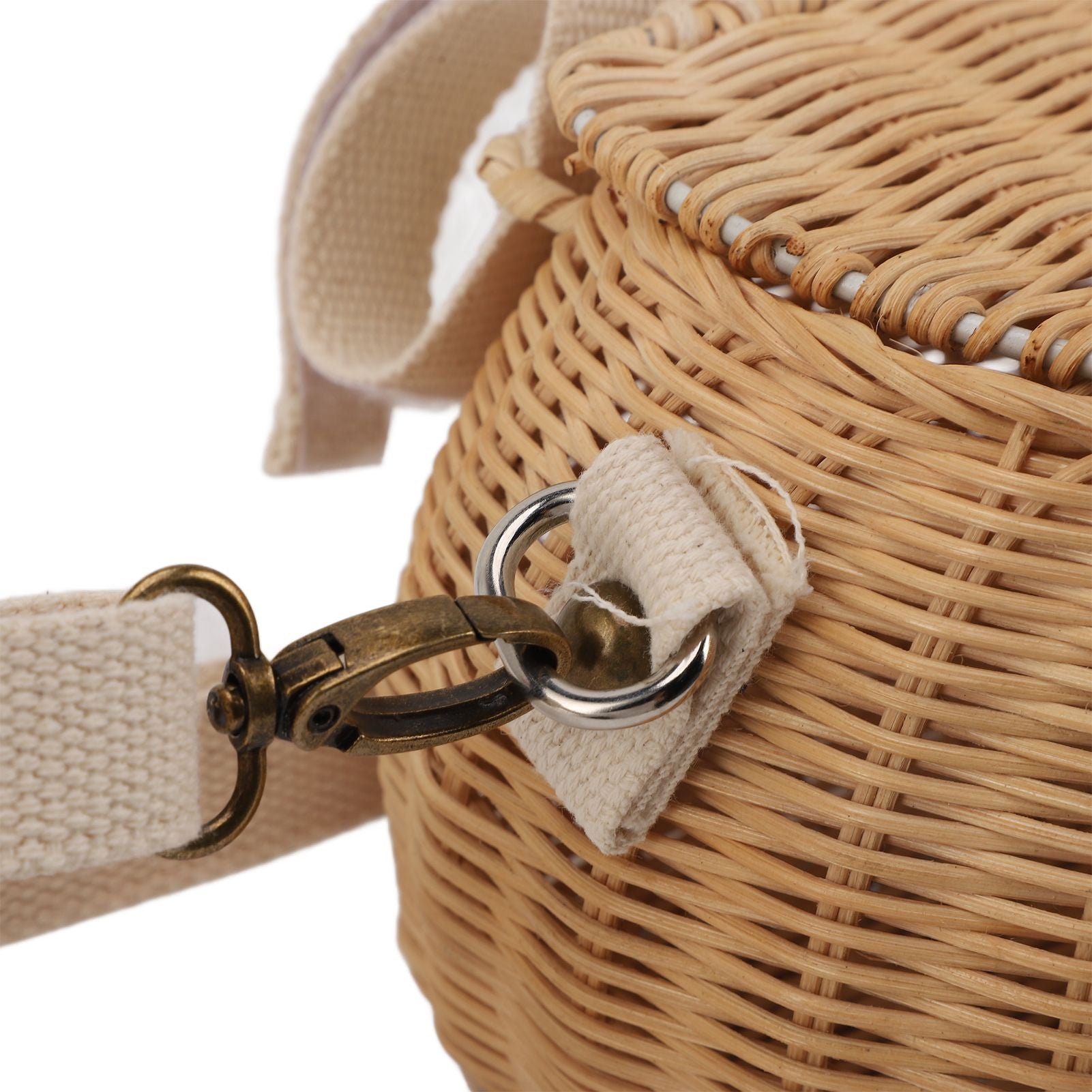 Kids Bike Basket Simple Lid Design Adjustable Strap Light Sturdy Kids Rattan Basket for Cycling School Travel