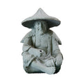 Fisherman Ornament Resin Unique Light Gray Old Man Fishing Statues for Rock Garden Ecological Fish Tank Micro Landscape