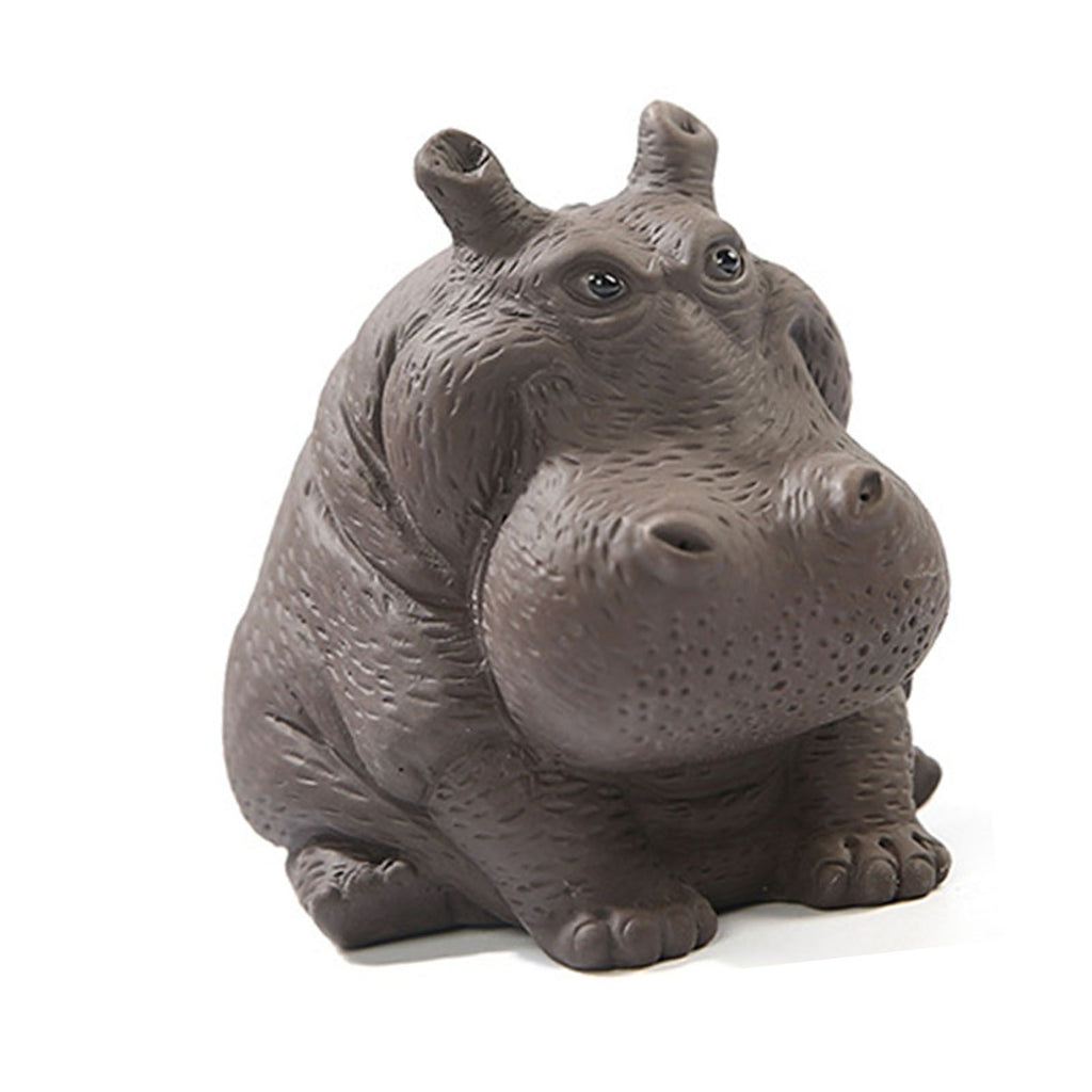 Hippo Figurine Purple Clay Ceramic Tea Pet Sculpture Hippo Statue Desktop Ornament for Tea Set Accessories Home Tea Tray Decor