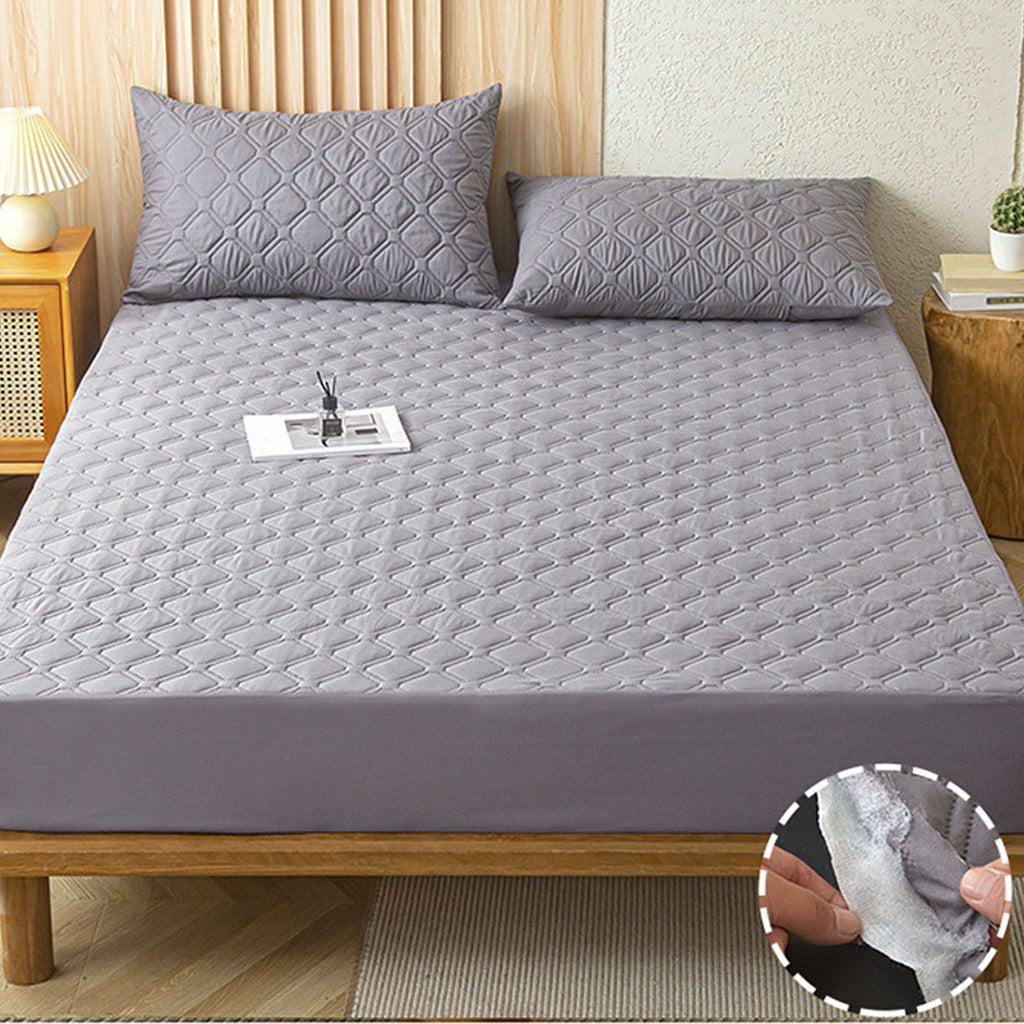 Mattress Cover Waterproof Dustproof Skin Friendly Cotton Insert Design Bed Fitted Sheet Protector for Children Elderly People Bedding Products Gray 135x190cm / 53.1x74.8in 45cm / 17.7in