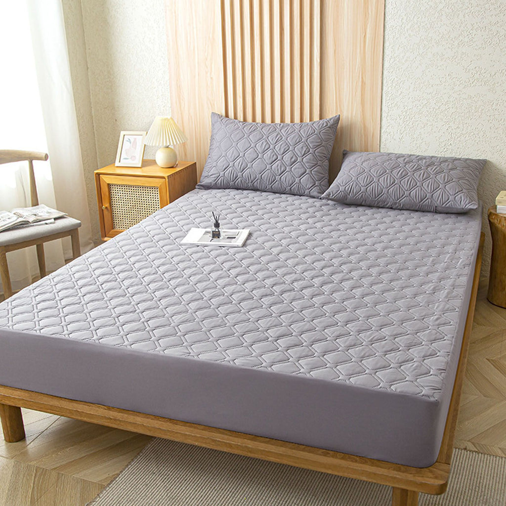 Mattress Cover Waterproof Dustproof Skin Friendly Cotton Insert Design Bed Fitted Sheet Protector for Children Elderly People Bedding Products Gray 135x190cm / 53.1x74.8in 45cm / 17.7in