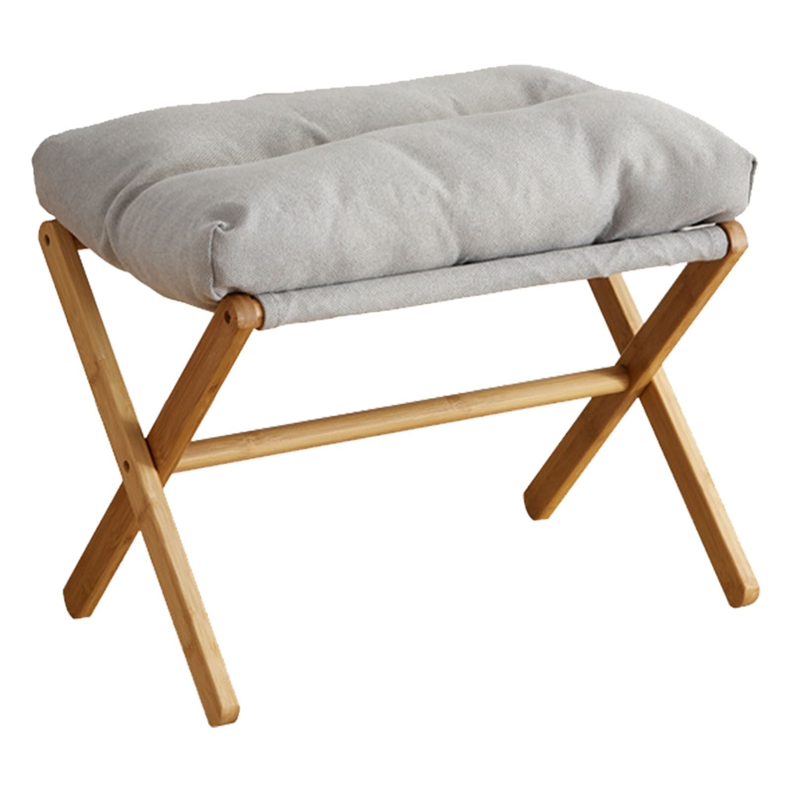 Foot Stool Foldable X Leg Modern Multifunctional Foot Rest with Soft Cushion for Living Room Bedroom Office Gray