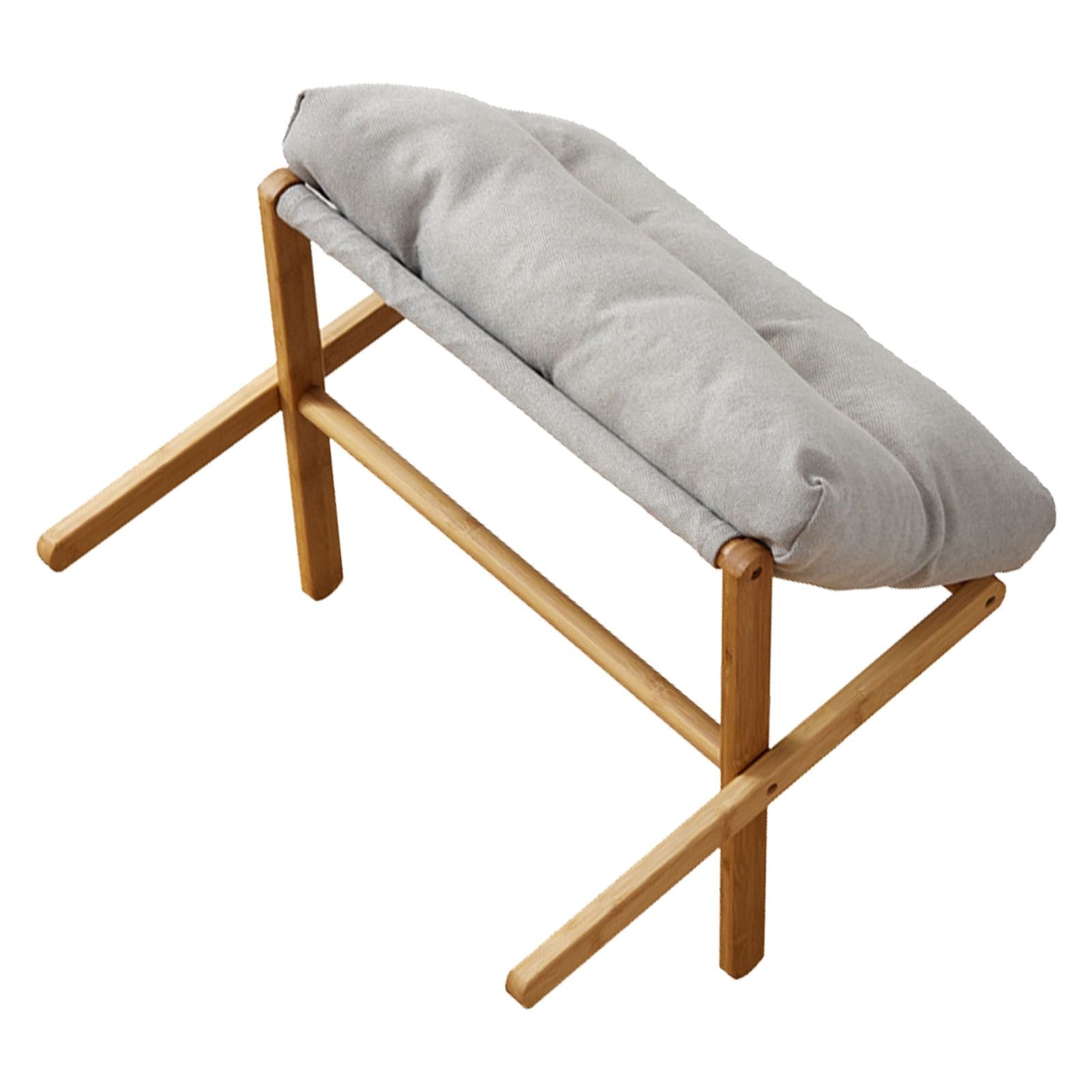 Foot Stool Foldable X Leg Modern Multifunctional Foot Rest with Soft Cushion for Living Room Bedroom Office Gray