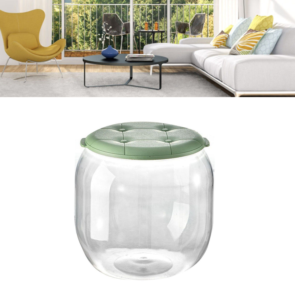 Toy Storage Stool Multipurpose Innovative Round Shape Transparent Storage Stool for Home Living Room Entryway Green