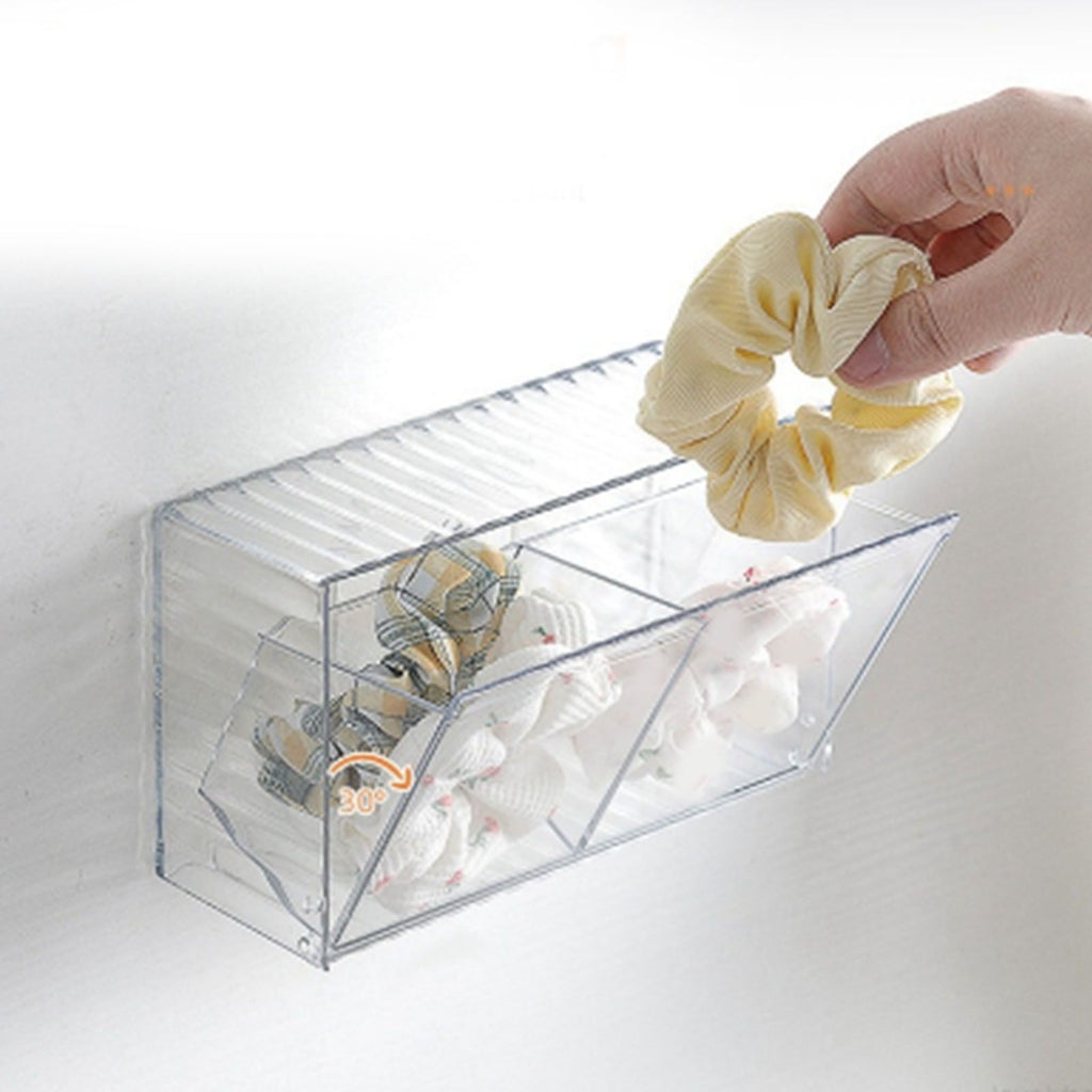 Cosmetics Wall Mounted Storage Box Non Punching Plastic 2 Compartment Holder Bathroom Supplies