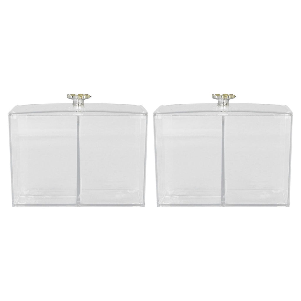 2Pcs Cotton Swab Holder Clear Durable Plastic Safe Widely Used Cotton Ball Organizer for Office Family Tabletop