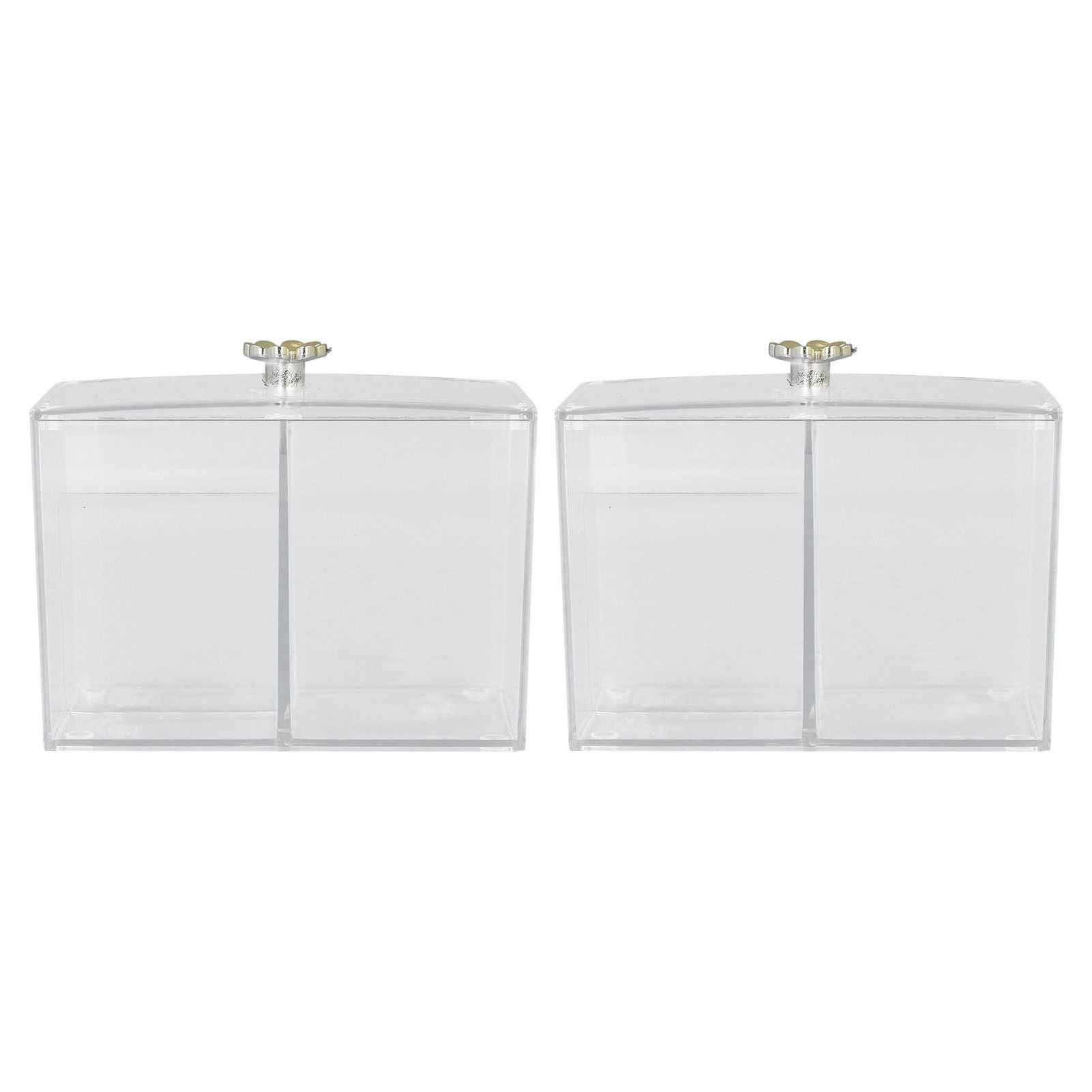 2Pcs Cotton Swab Holder Clear Durable Plastic Safe Widely Used Cotton Ball Organizer for Office Family Tabletop