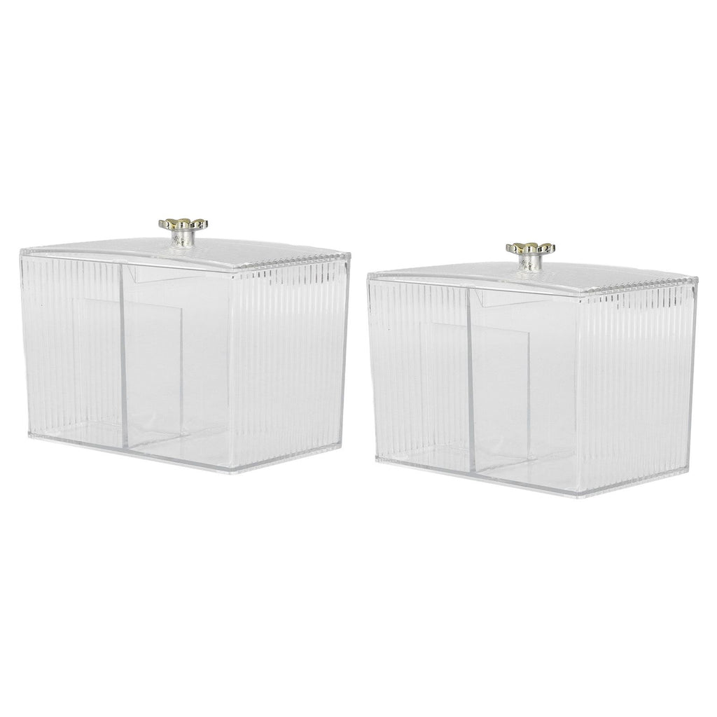 2Pcs Cotton Swab Holder Clear Durable Plastic Safe Widely Used Cotton Ball Organizer for Office Family Tabletop