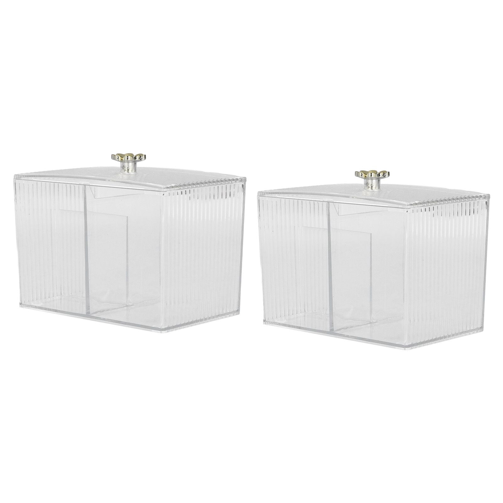 2Pcs Cotton Swab Holder Clear Durable Plastic Safe Widely Used Cotton Ball Organizer for Office Family Tabletop