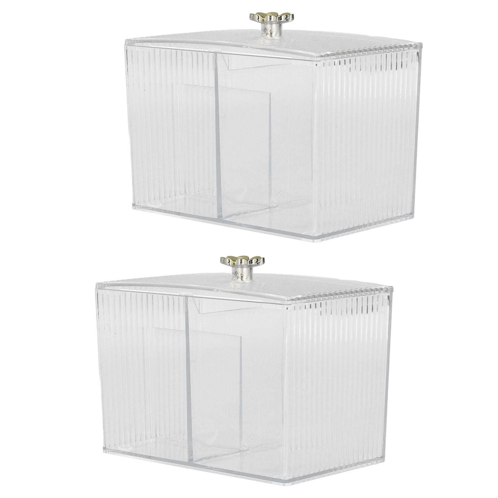 2Pcs Cotton Swab Holder Clear Durable Plastic Safe Widely Used Cotton Ball Organizer for Office Family Tabletop