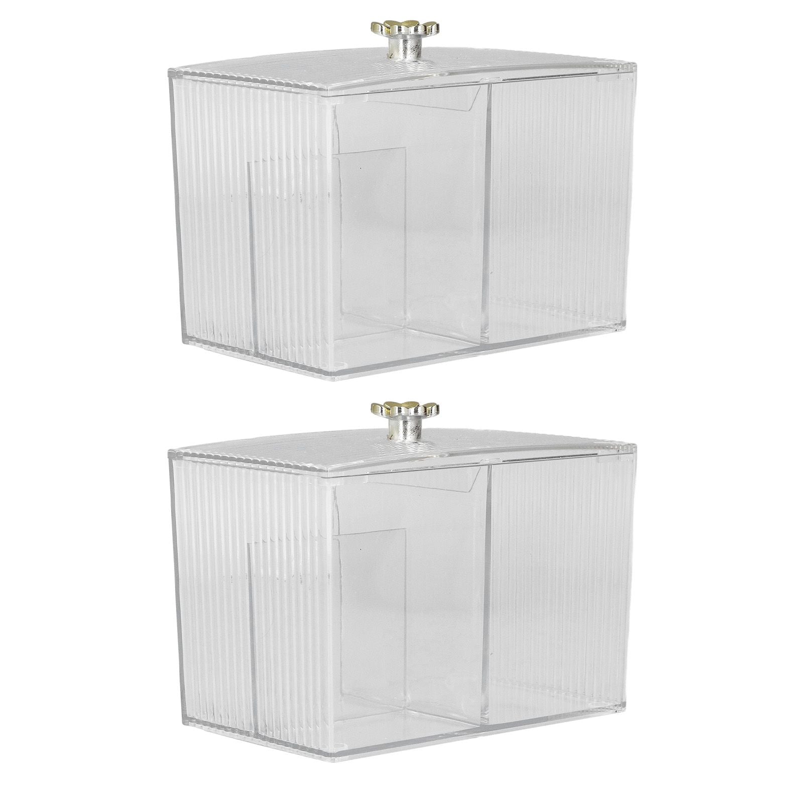 2Pcs Cotton Swab Holder Clear Durable Plastic Safe Widely Used Cotton Ball Organizer for Office Family Tabletop