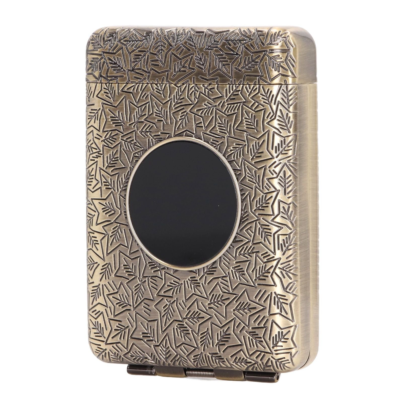 Retro Metal Cigarette Case Box 16 Capacity 3 Open Cigarette Case for Women Men Vintage Relief Pattern Bronze