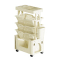 Rolling Mobile Bookshelf with Wheels 5 Tiers Large Capacity Strong Load Bearing Capacity Utility Cart for Study Kitchen Khaki