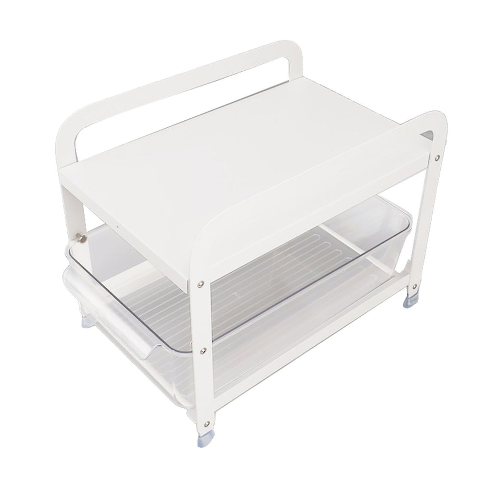 Cup Storage Organizer Shelf 2 Tier Pull Out Countertop Organizer Multifunctional Desktop Storage Rack for Home Office White