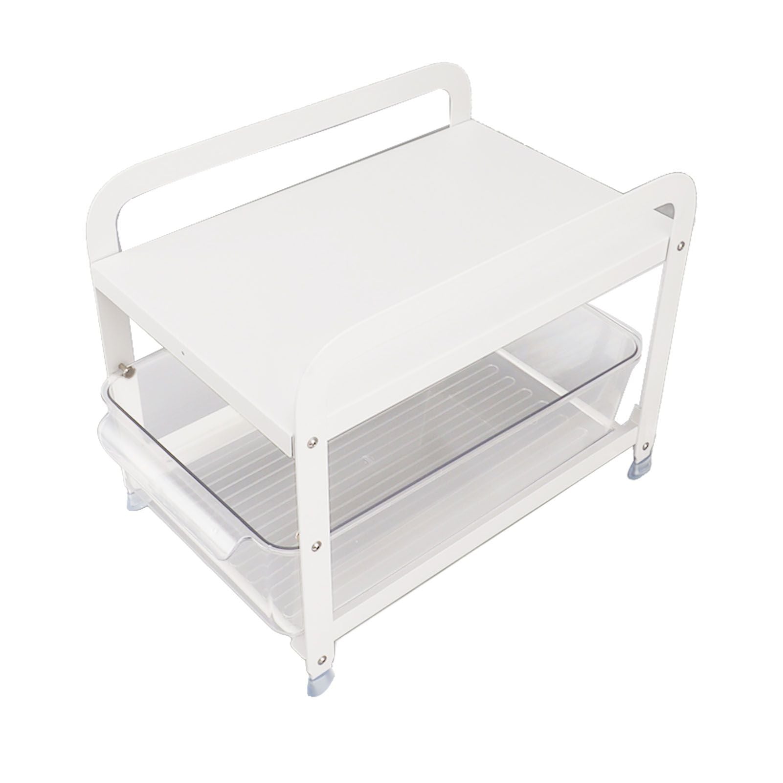 Cup Storage Organizer Shelf 2 Tier Pull Out Countertop Organizer Multifunctional Desktop Storage Rack for Home Office White