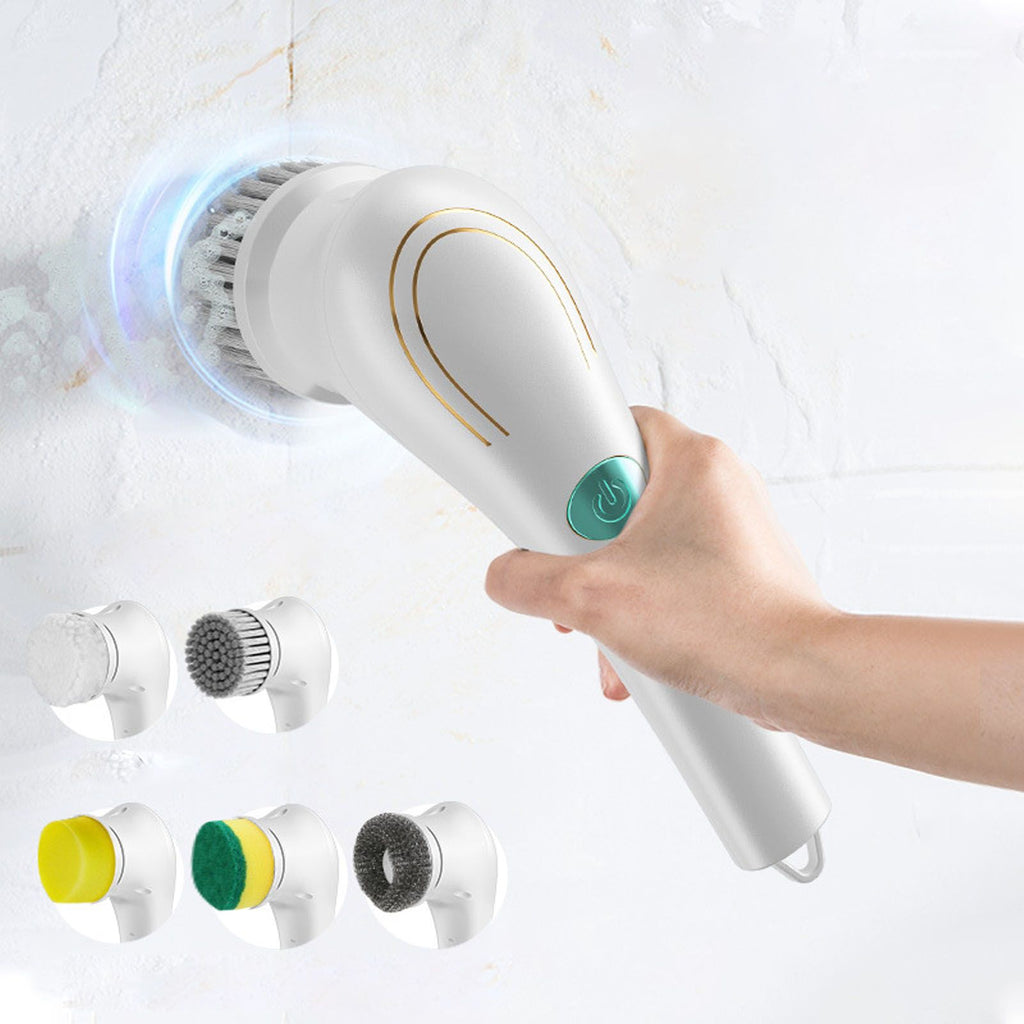 Handheld Electric Cleaning Brush Multifunctional with 5 Replacement Brush Heads Cordless Handheld Scrubber for Dish Sofa Carpet Kitchen Bathroom