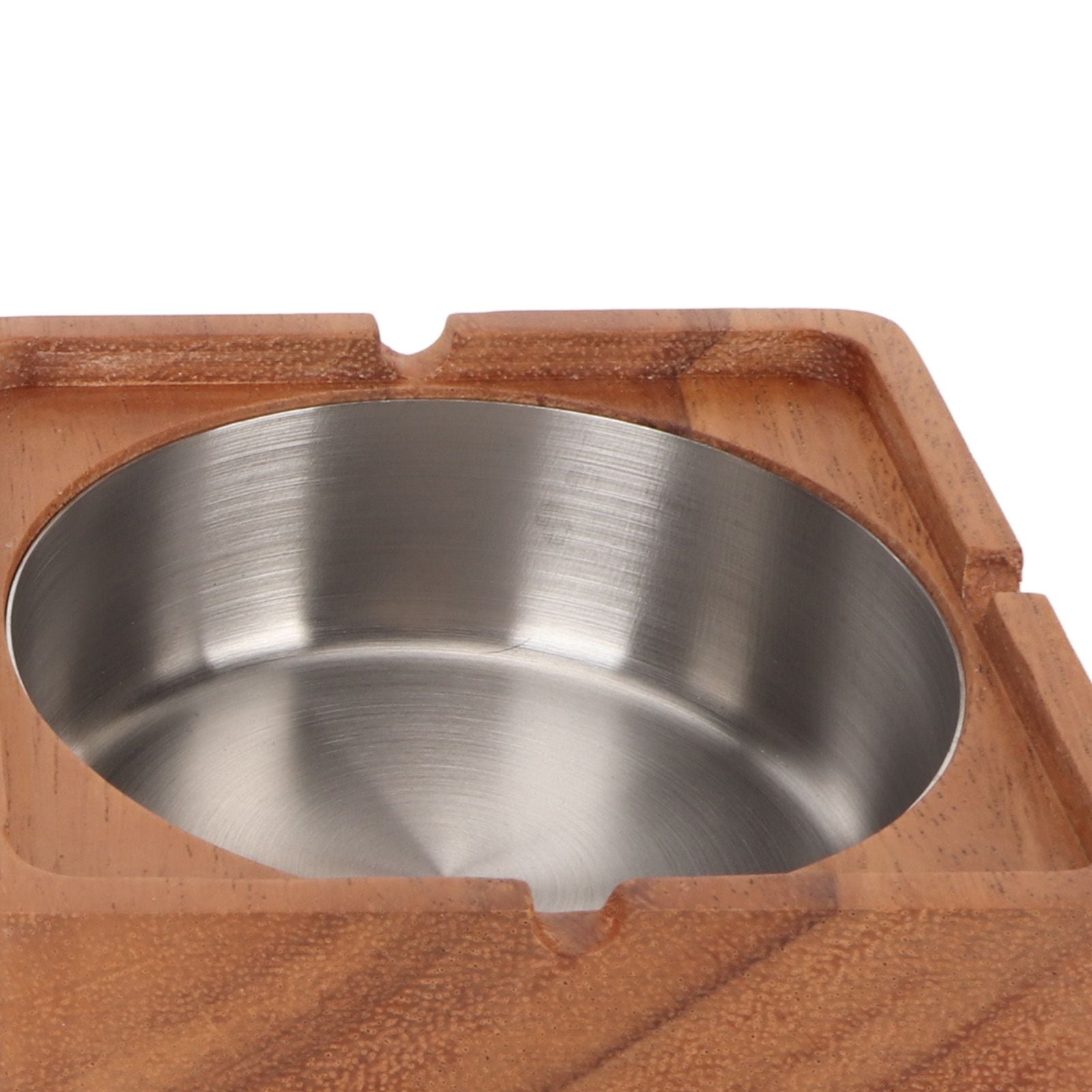 Cigar Ashtray with Lid Walnut Wood Windproof Decorative Desktop Cigarettes Ashtray for Outdoor Patio Indoor Home and Office Silver