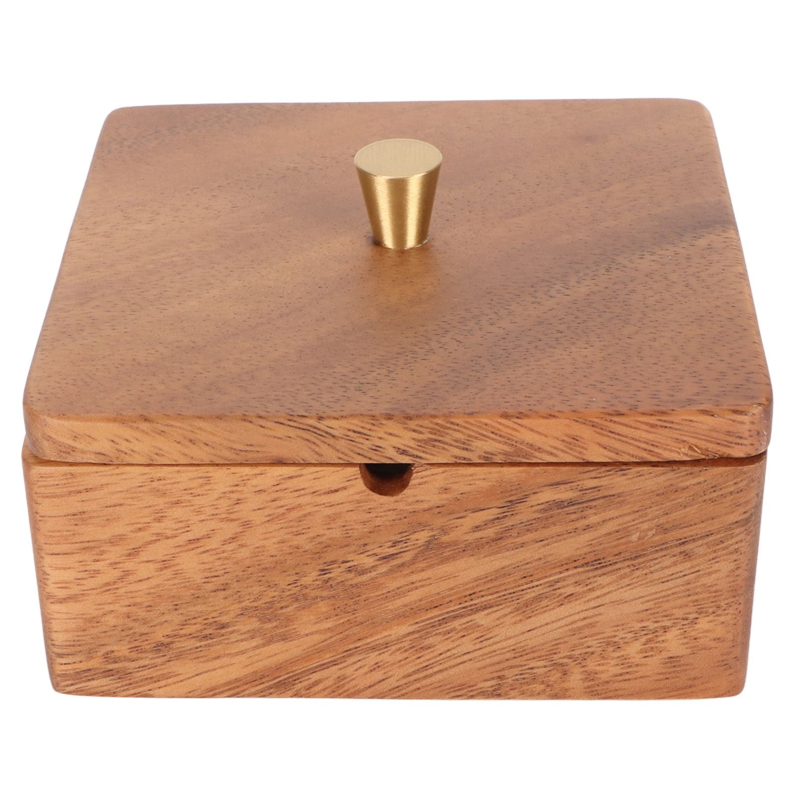 Cigar Ashtray with Lid Walnut Wood Windproof Decorative Desktop Cigarettes Ashtray for Outdoor Patio Indoor Home and Office Gold