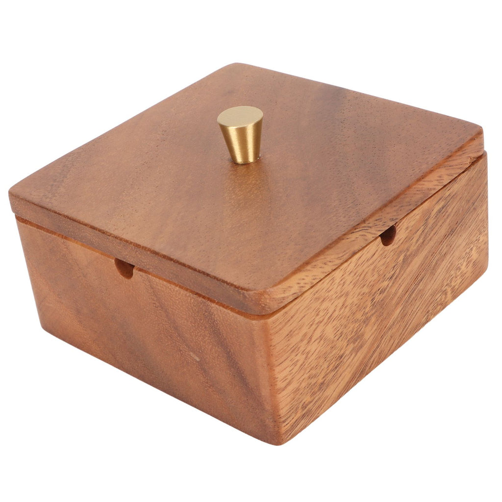 Cigar Ashtray with Lid Walnut Wood Windproof Decorative Desktop Cigarettes Ashtray for Outdoor Patio Indoor Home and Office Gold