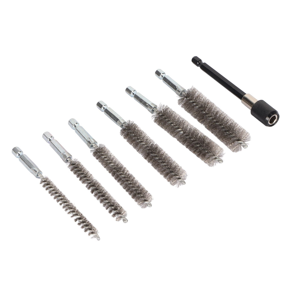 7Pcs Stainless Steel Bore Brush Stainless Steel Bristles Wire Brush in Different Sizes for Power Drill Cleaning