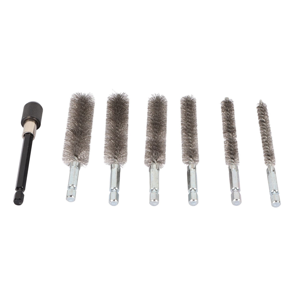 7Pcs Stainless Steel Bore Brush Stainless Steel Bristles Wire Brush in Different Sizes for Power Drill Cleaning
