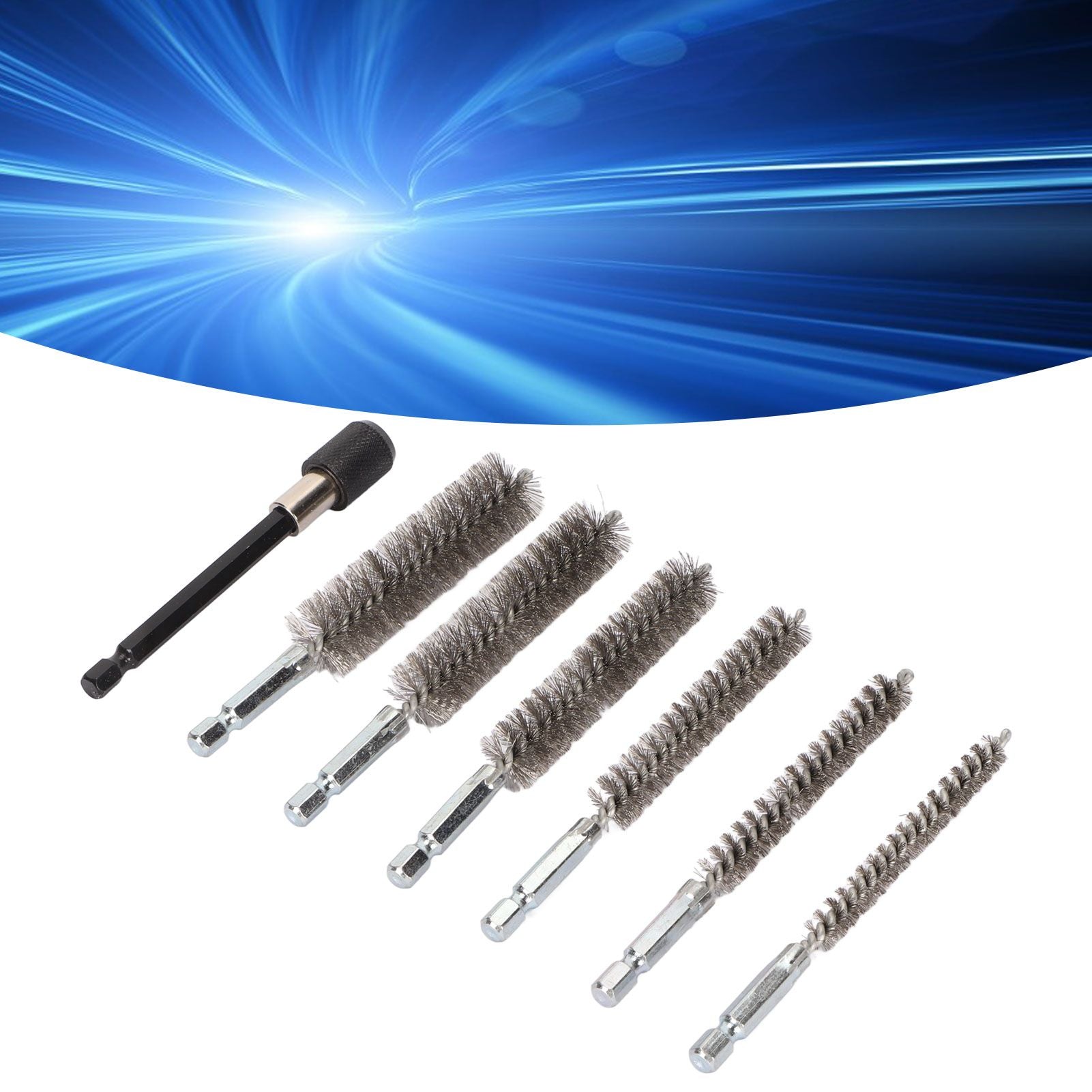 7Pcs Stainless Steel Bore Brush Stainless Steel Bristles Wire Brush in Different Sizes for Power Drill Cleaning
