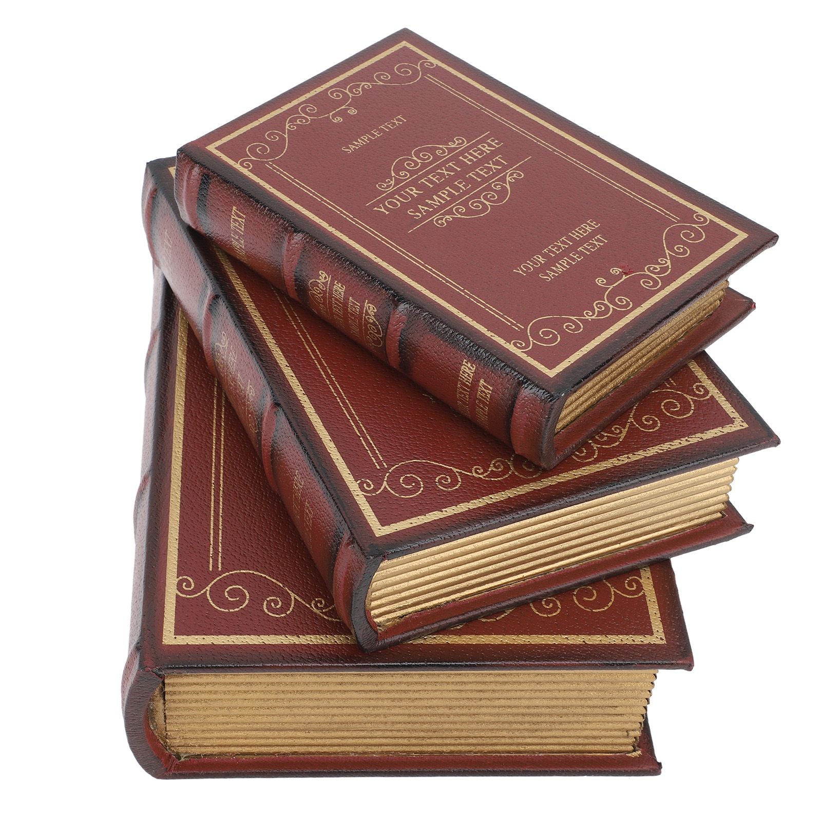 Decorative Vintage Book Shaped Trinket Storage Box Decorative Book Boxes for Office Model Photo Prop Red