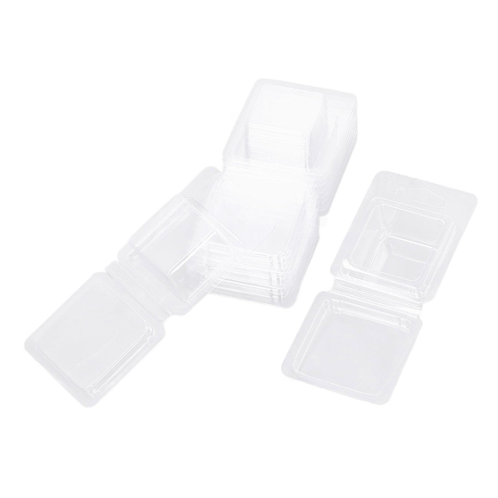 100PCS Wax Melt Molds Calmshell PET Separate Transparent Hanging Hole Empty Wax Melt Container for DIY Candles Chocolate Rectangle