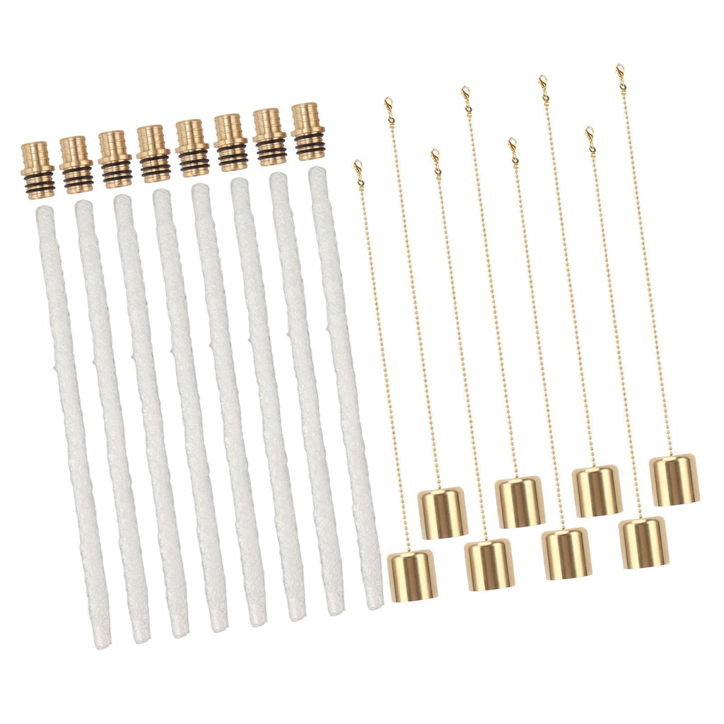 8Pack Wine Bottle Torch Kit Long Life Torch Wicks Brass Torch Wick Holders Caps Wine Bottle Torch for Garden Patio