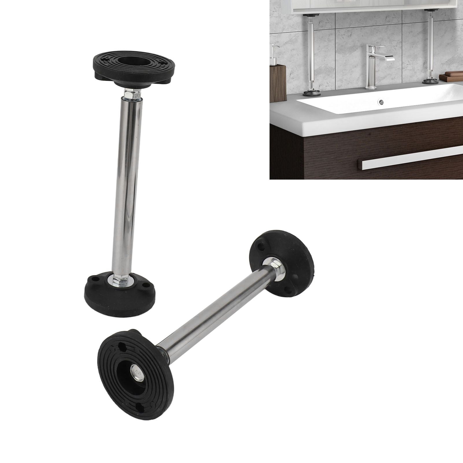 2Pcs Cabinet Adjustable Support Rod Stainless Steel Bathroom Cabinet Hanging Installation Lifting Support Rod Model 200