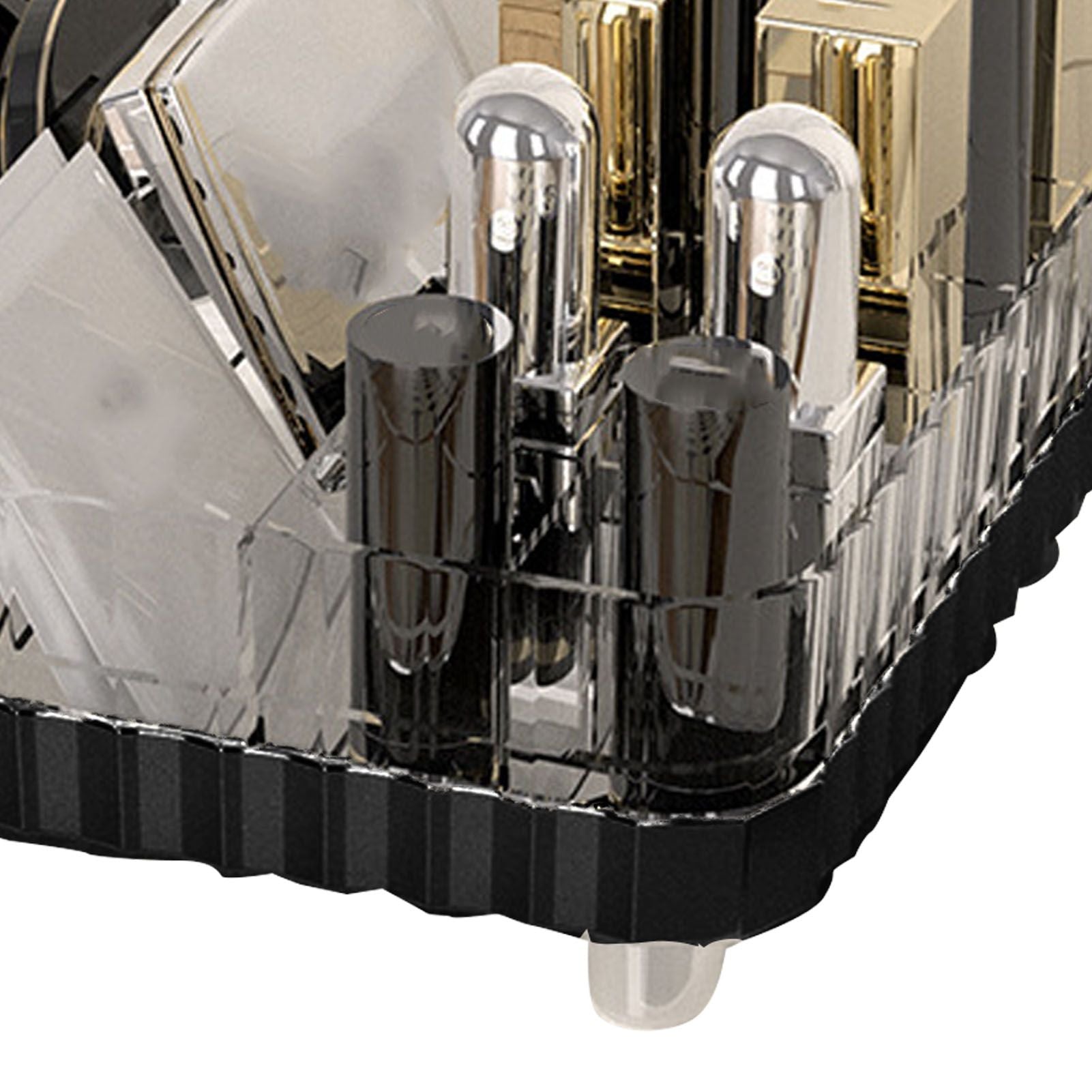 Makeup Organizer with Multiple Compartments Anti Slip Plastic Vanity Makeup Organizer for Cosmetics Lipsticks Jewelry Transparent Black