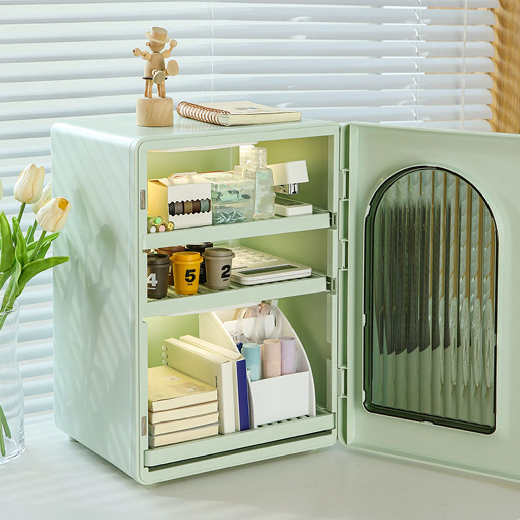 Water Cup Cabinet Multi Layer Multifunctional Dust Proof Minimalist Design Cup Storage Rack for Home Desktop Coffee Cups Tea Cups Creamy Green