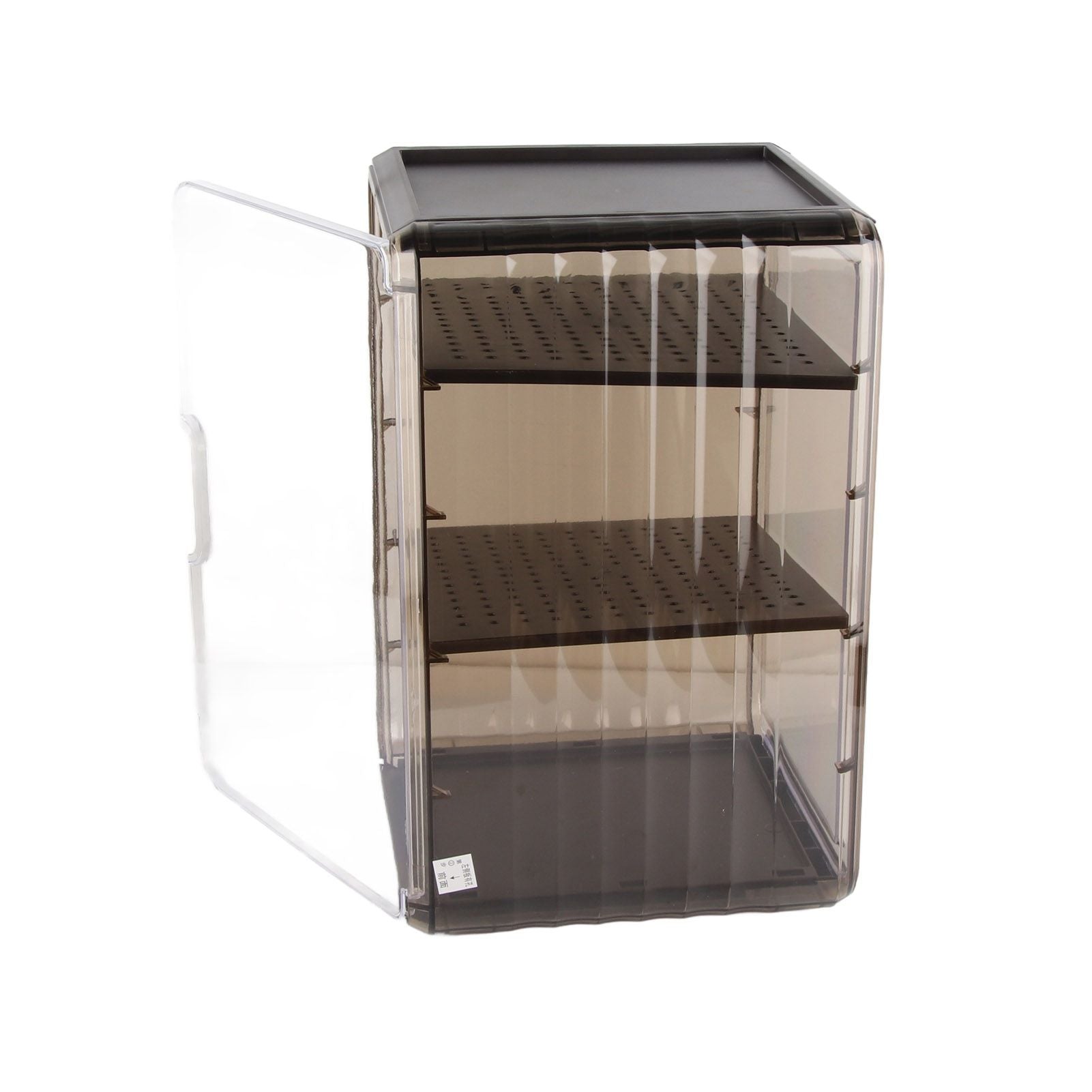 Cup Storage Rack Dustproof Stackable Plastic Clear Cup Organizer Box for Cabinet Desktop Large Black