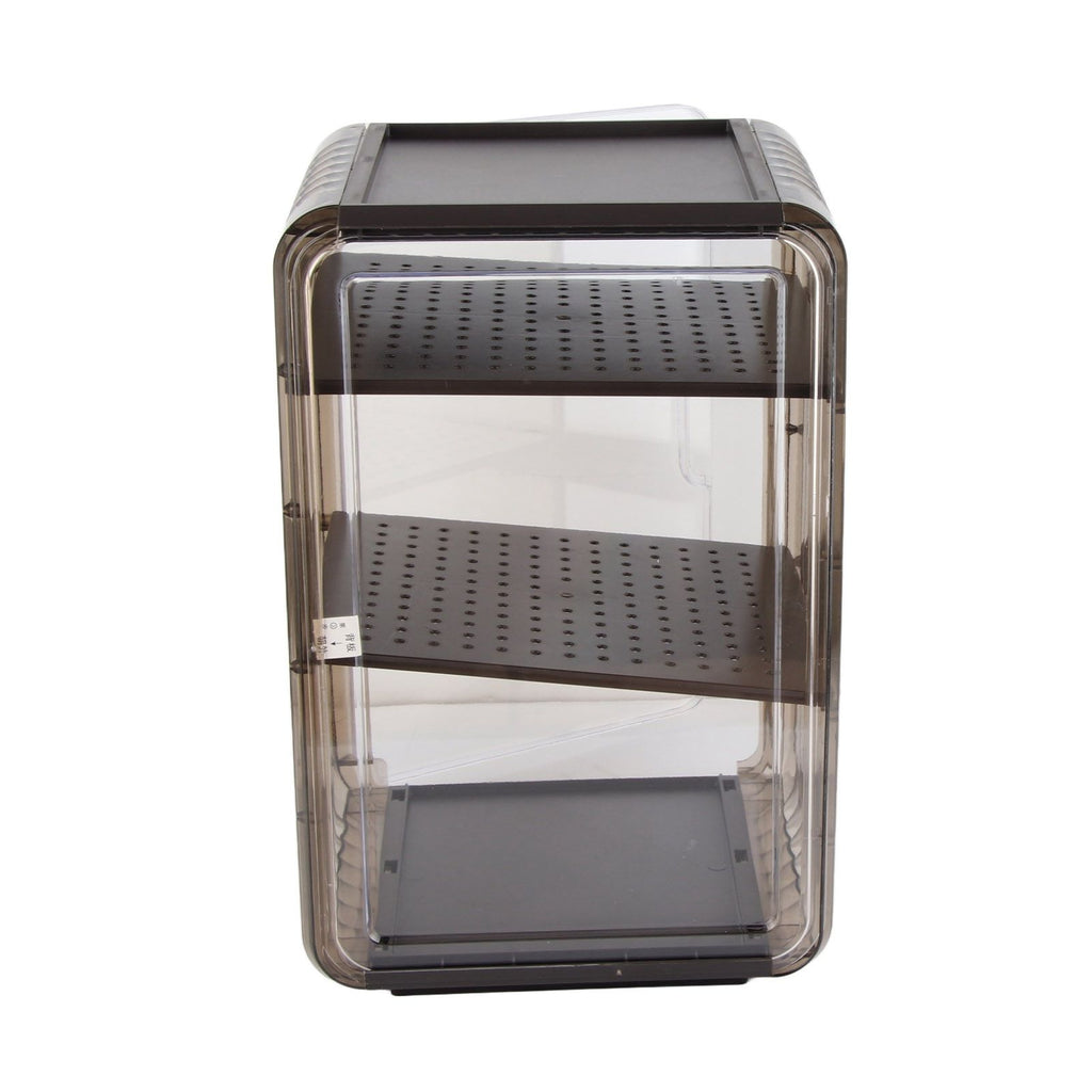 Cup Storage Rack Dustproof Stackable Plastic Clear Cup Organizer Box for Cabinet Desktop Large Black