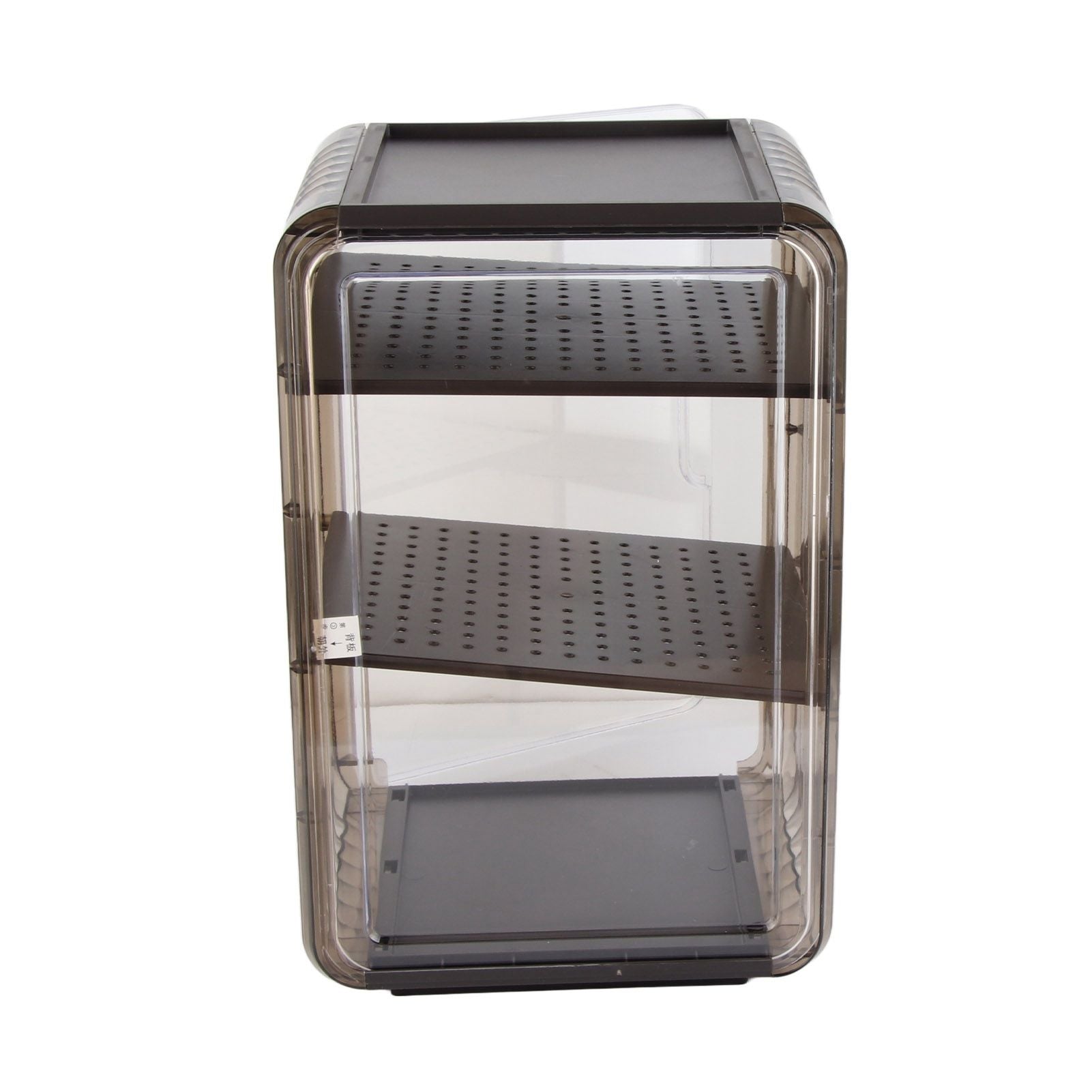 Cup Storage Rack Dustproof Stackable Plastic Clear Cup Organizer Box for Cabinet Desktop Large Black