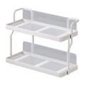 Countertop Shelf Organizer Carbon Steel 2 Tier Multifunctional Kitchen Spice Rack for Bedroom Bathroom Cupboard Under Sink Cream White