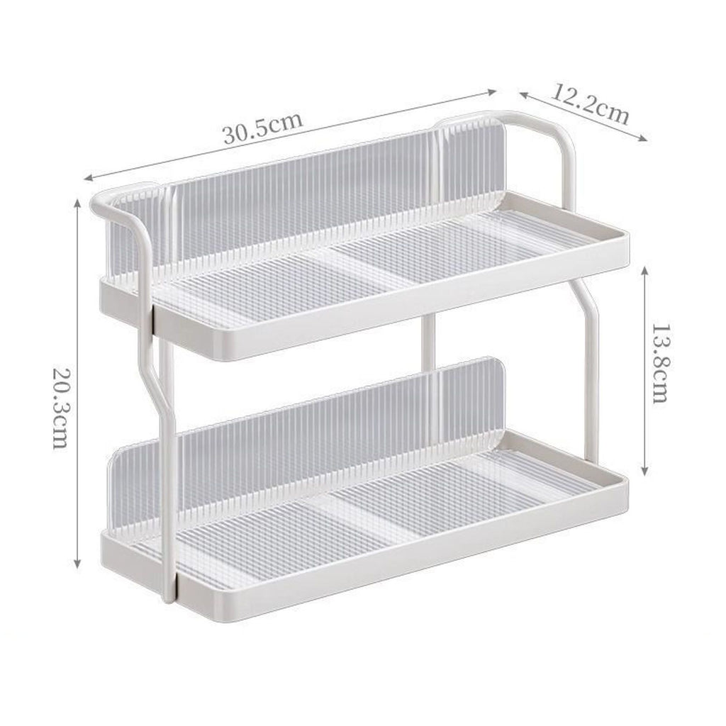 Countertop Shelf Organizer Carbon Steel 2 Tier Multifunctional Kitchen Spice Rack for Bedroom Bathroom Cupboard Under Sink Cream White