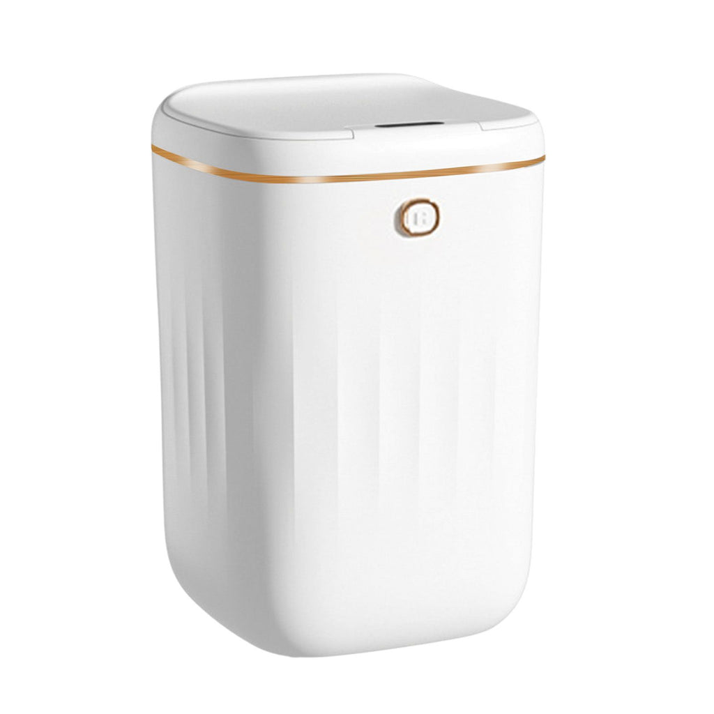Automatic Trash Can 20L Touchless Sensor Easy Clean PP Waterproof Electric Garbage Bin for Kitchen Bathroom White Golden Battery Free