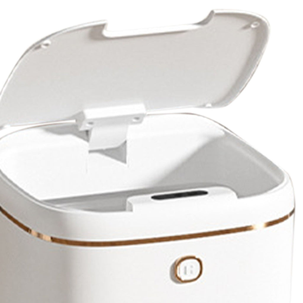 Automatic Trash Can 20L Touchless Sensor Easy Clean PP Waterproof Electric Garbage Bin for Kitchen Bathroom White Golden Battery Powered