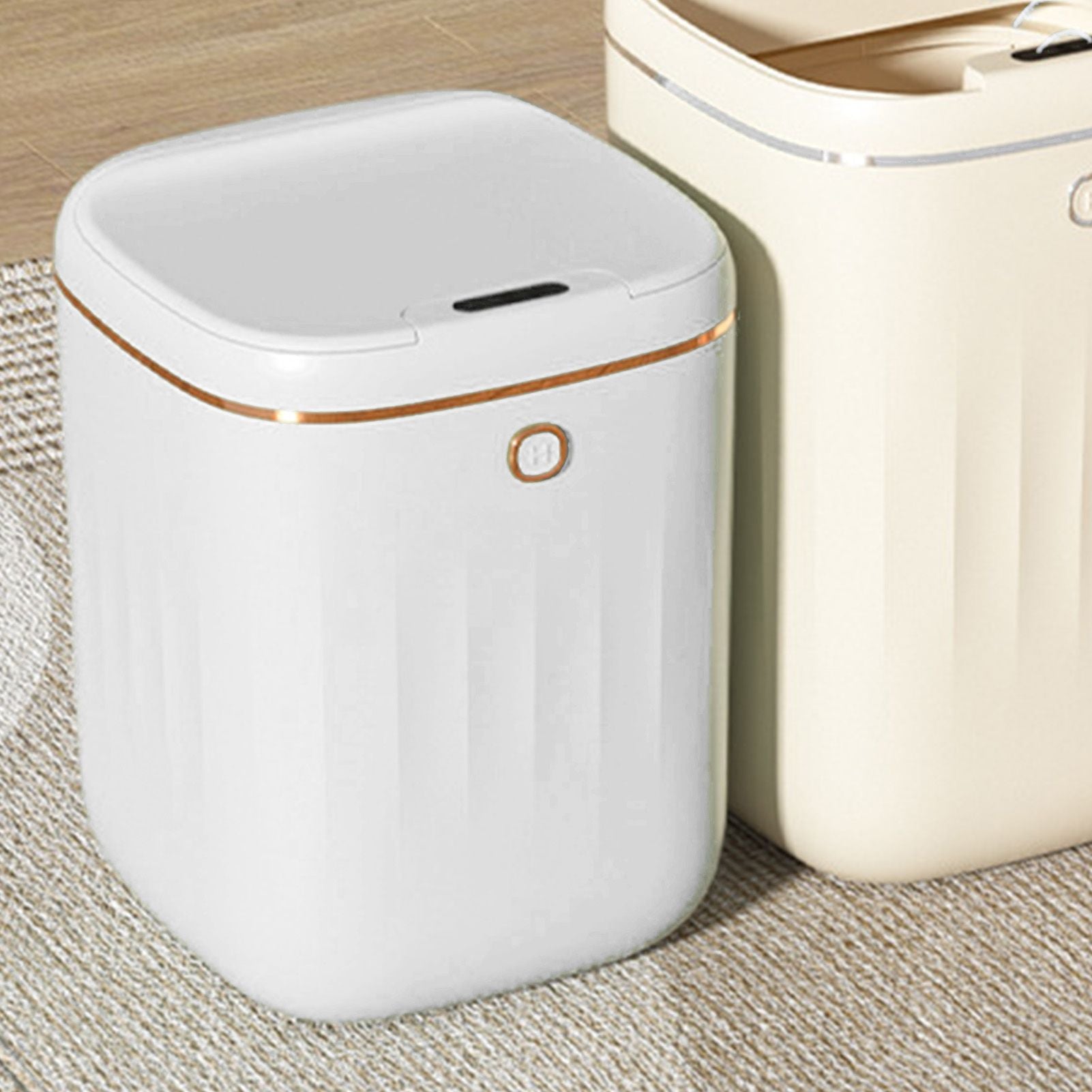 Automatic Trash Can 20L Touchless Sensor Easy Clean PP Waterproof Electric Garbage Bin for Kitchen Bathroom White Golden Battery Powered