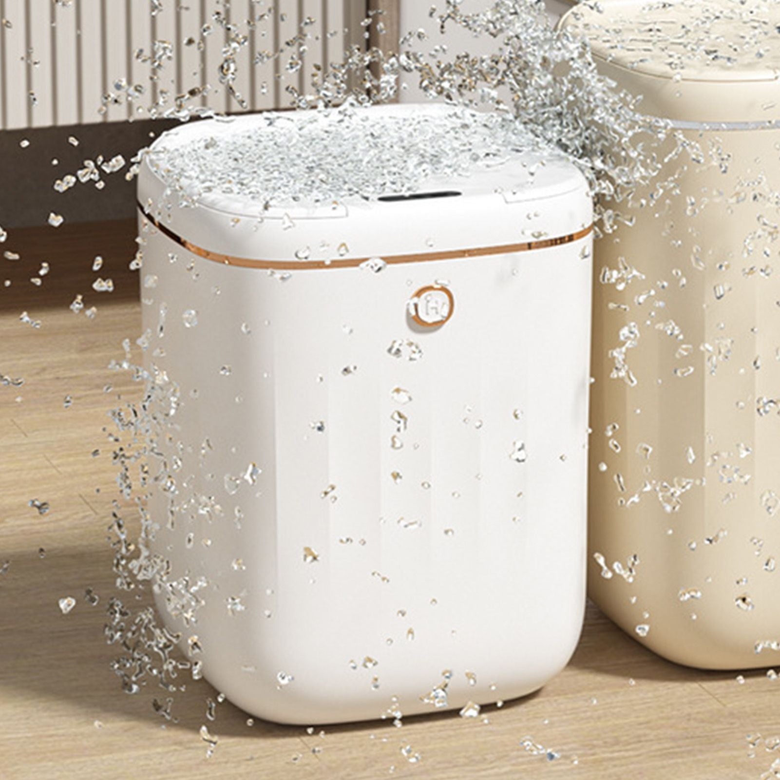 Automatic Trash Can 20L Touchless Sensor Easy Clean PP Waterproof Electric Garbage Bin for Kitchen Bathroom White Golden Battery Powered
