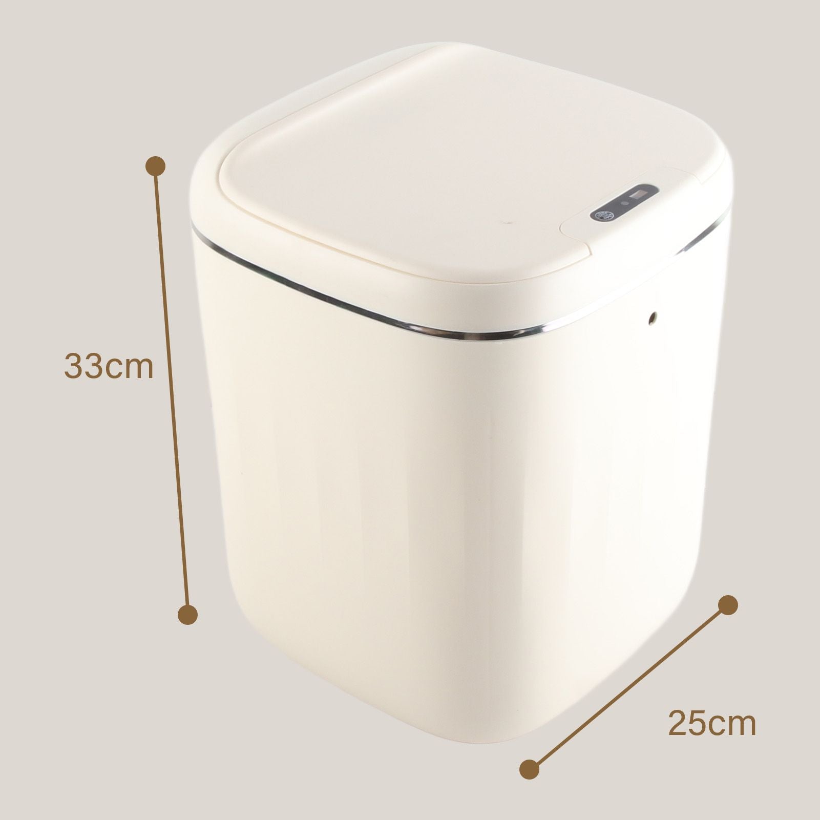 Automatic Trash Can 20L Touchless Sensor Easy Clean PP Waterproof Electric Garbage Bin for Kitchen Bathroom Cream White Battery Free