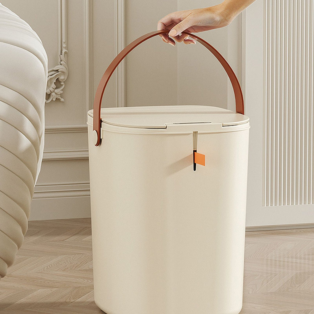 20L Sensor Trash Can with Handle ABS Automatic Induction Touchless Garbage Can for Bathroom Cream Color