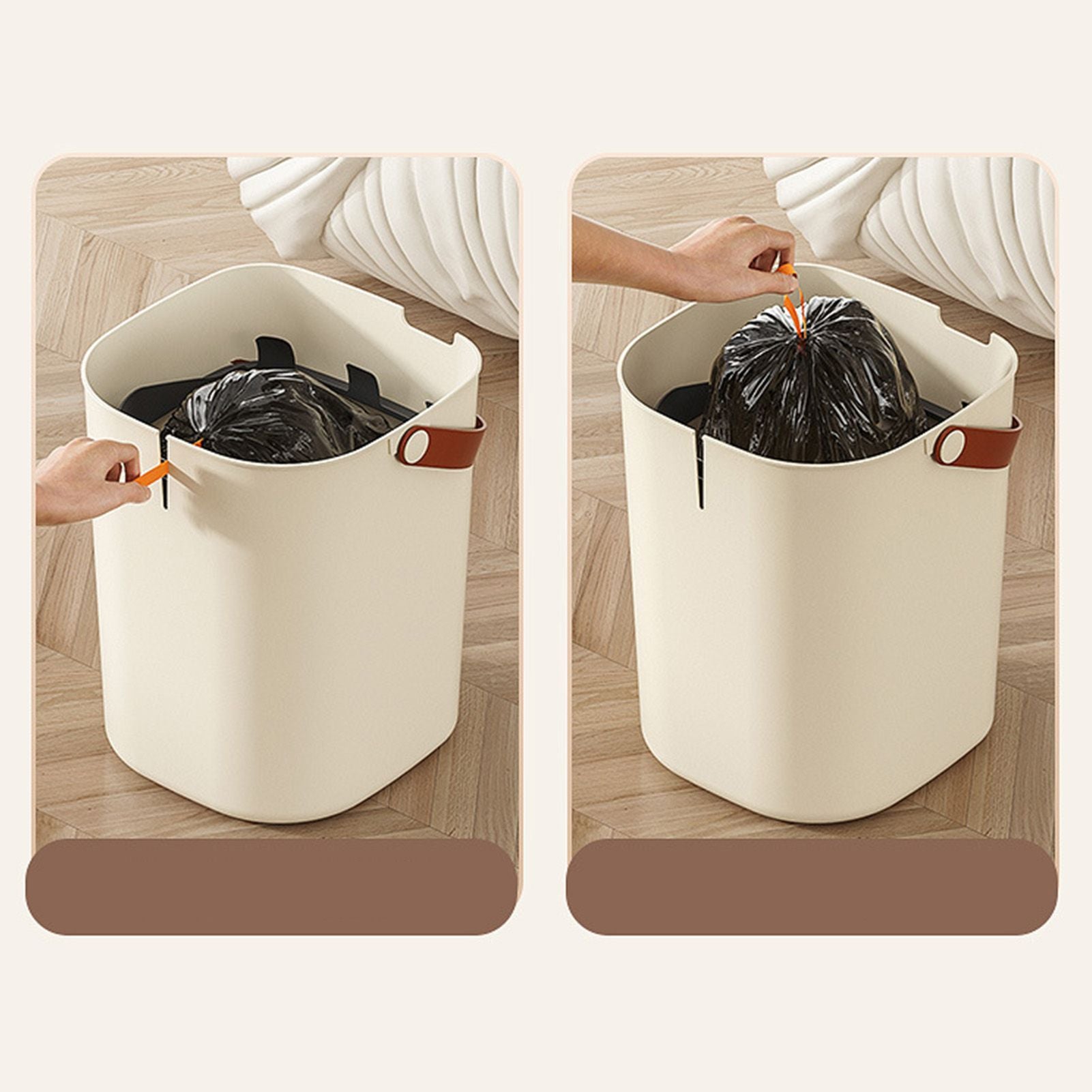 20L Sensor Trash Can with Handle ABS Automatic Induction Touchless Garbage Can for Bathroom Cream Color