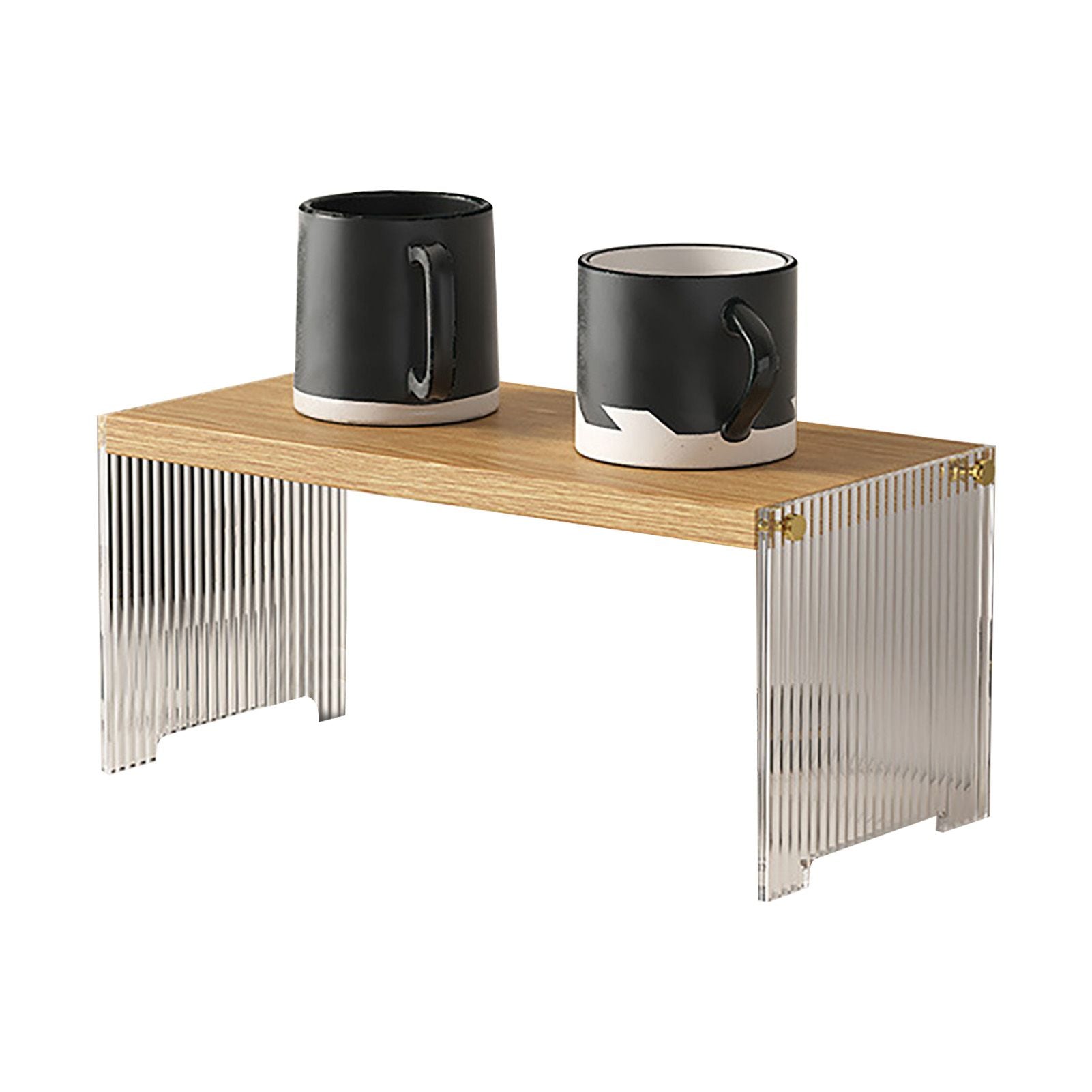 Coffee Mug Storage Shelf Stable Support Large Capacity Countertop Organizer for Living Room Bedroom Wood Color 1 Tier