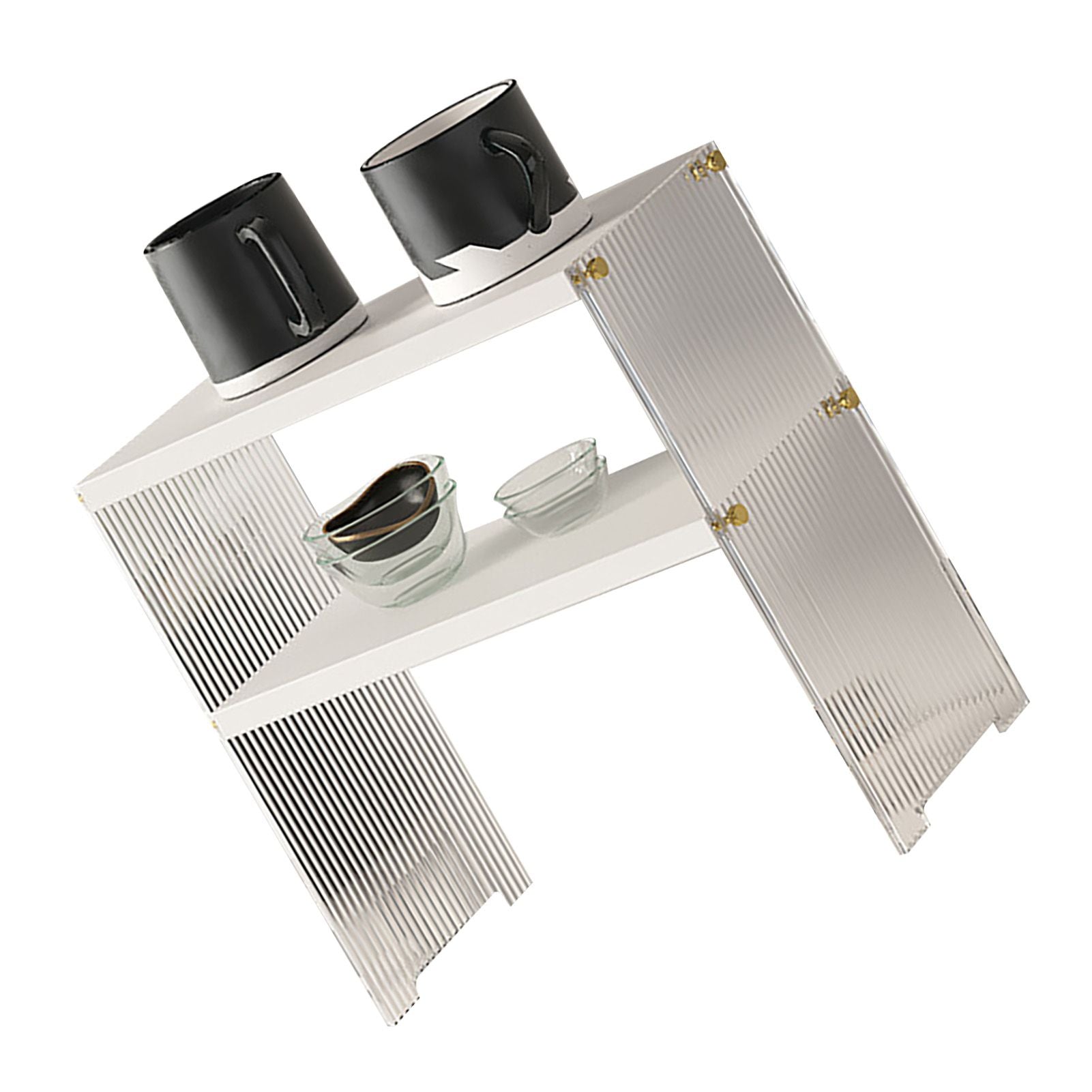 Coffee Mug Storage Shelf Stable Support Large Capacity Countertop Organizer for Living Room Bedroom White 2 Tier
